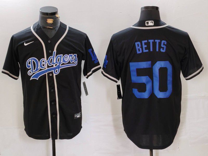 Men Los Angeles Dodgers #50 Betts Black Fashion Nike Game MLB Jersey style 40